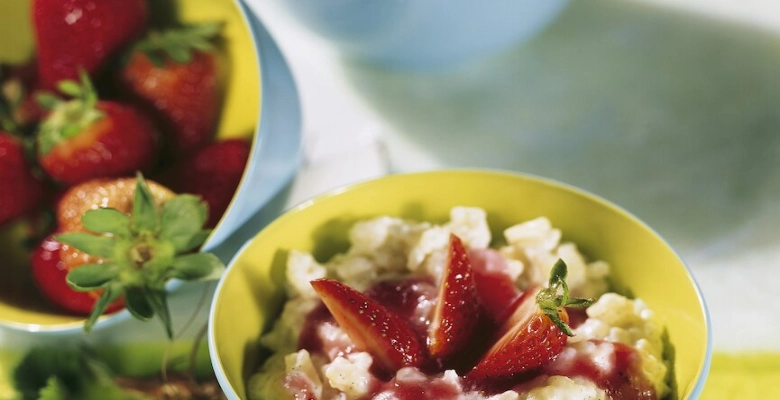 Riz au lait à la fraise bio