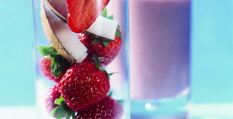 Frappé fraise et noix de coco bio