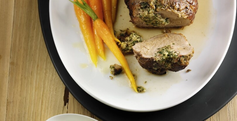 Rôti de veau à la roquette et aux amandes bio
