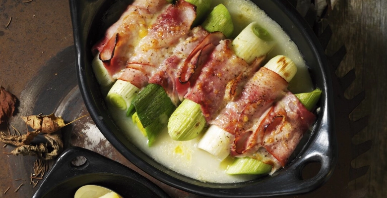 Poireaux gratinés au jambon bio