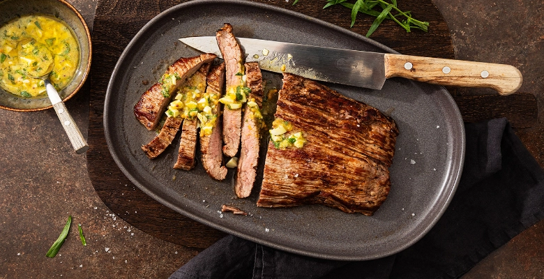 Flanksteak mit Estragon-Vinaigrette