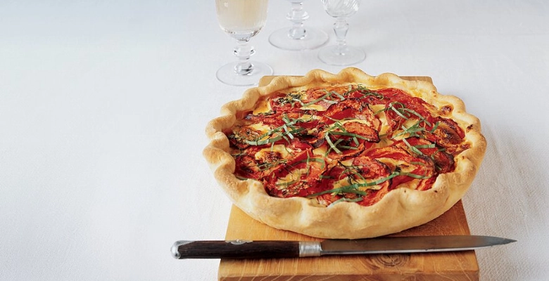 Tarte tomates-pommes de terre-jambon bio