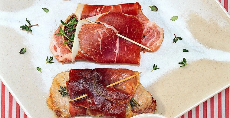 Escalopes aux figues et au jambon cru bio