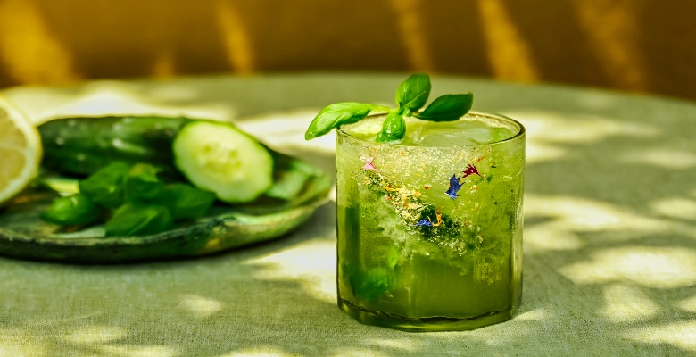Mocktail basilic et concombre
