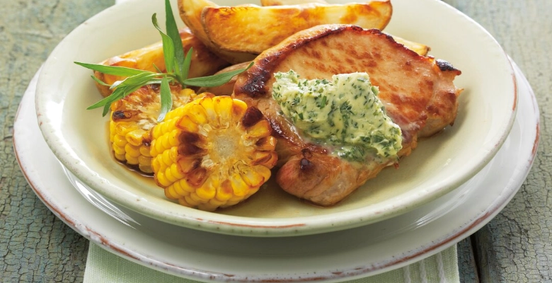 Escalopes et légumes grillés au four bio